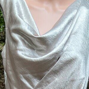 Anne Klein sleeveless silver-gray drape knee-high dress size 8